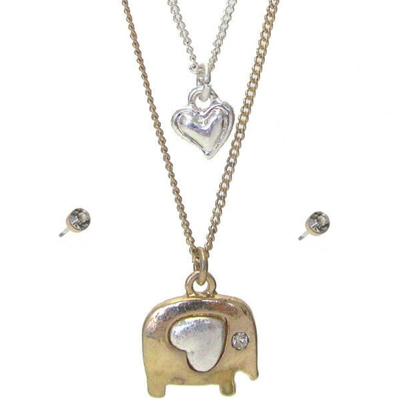 Jewelry - Lucky Elephant Earring & Necklace Jewelry Set NIP